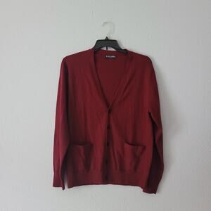 Kallispin wool cashmere blend button up long sleeve  Maroon Cardigan size large